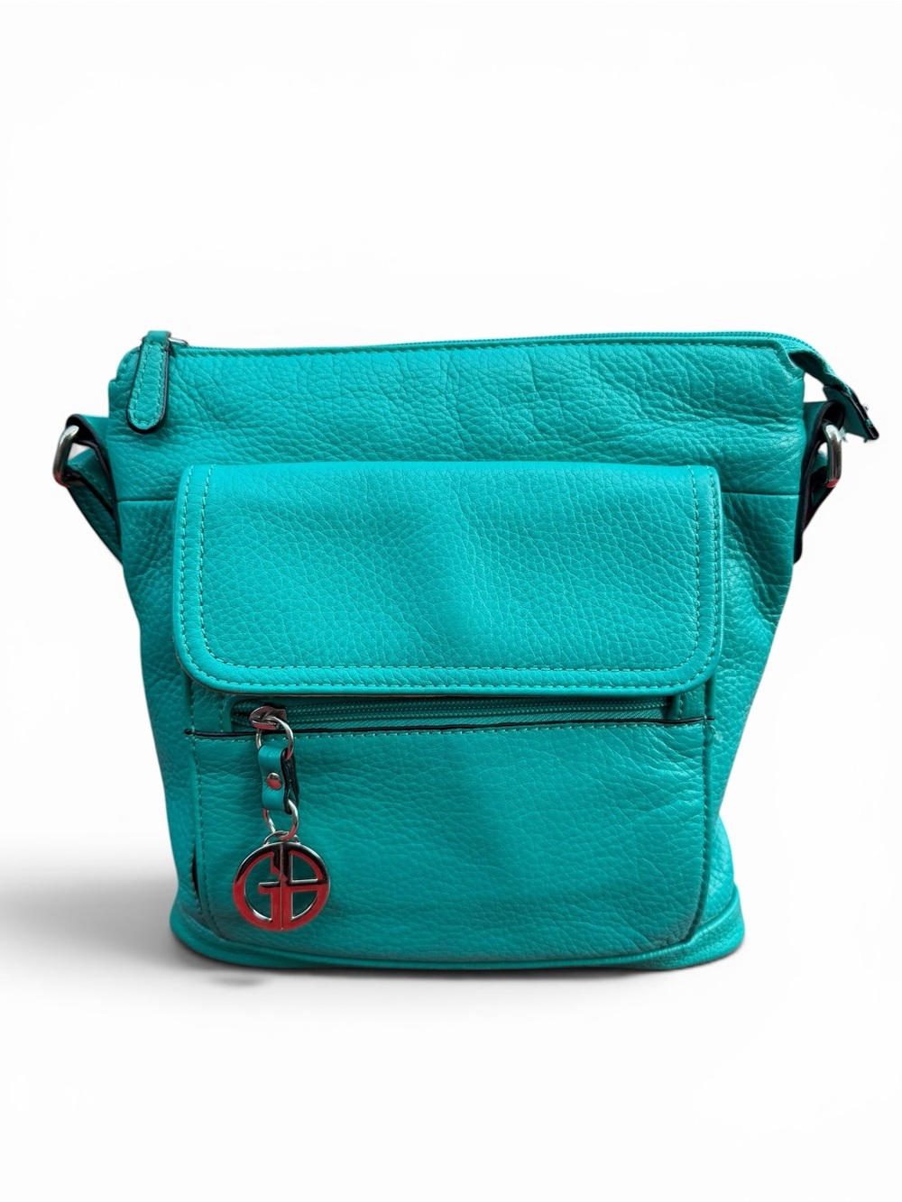 Giani Bernini Turquoise Pebbled Crossbody Bag Organizer Purse RFID Style‎